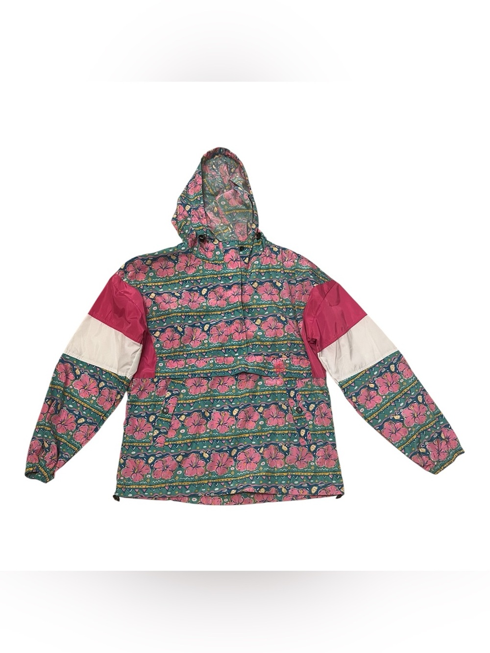 Simply Southern Teal & Pink Floral Hooded Windbreaker